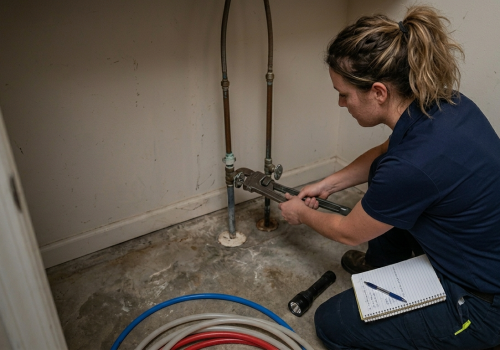 Plumber Edmond OK – Professional plumber using a pipe wrench for emergency gas line repair