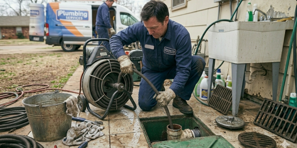 Commercial drain cleaning in Oklahoma City, OK for restaurants, retail spaces, and industrial facilities facing grease trap or sewer line clogs.