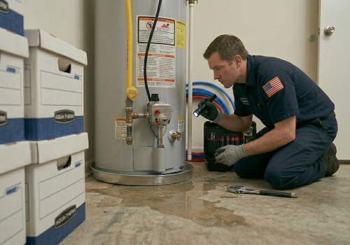 Professional plumber performing a comprehensive gas line inspection in an Oklahoma City home to identify potential leak hazards.