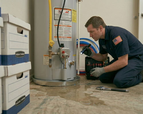 Professional plumber performing a comprehensive gas line inspection in an Oklahoma City home to identify potential leak hazards.